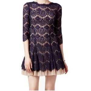 Betsy & Adam navy keyhole back tiered skirt dress size 10